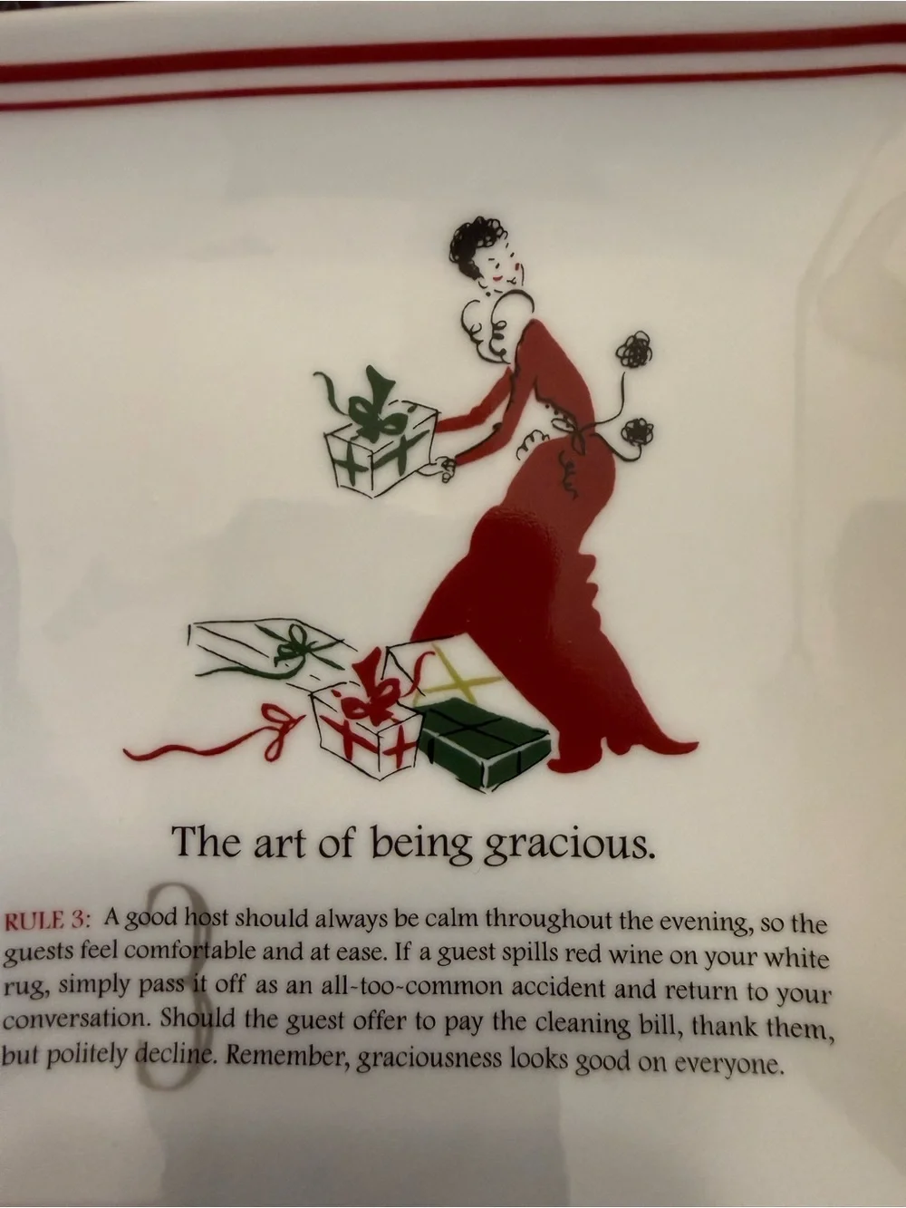 WILLIAMS SONOMA Plates Appetizer Dessert Etiquette Hostess Rules  Set of 4
